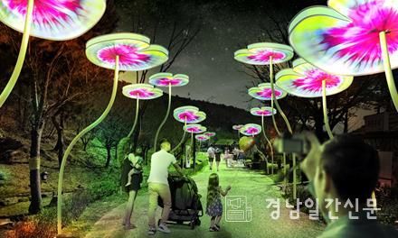 김해가야테마파크 산책로 일대 빛으로 구현한 허왕후 연꽃길 조감도