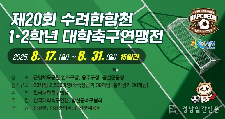 합천군, 수려한합천 제20회 1‧2학년 대학축구연맹전 개최