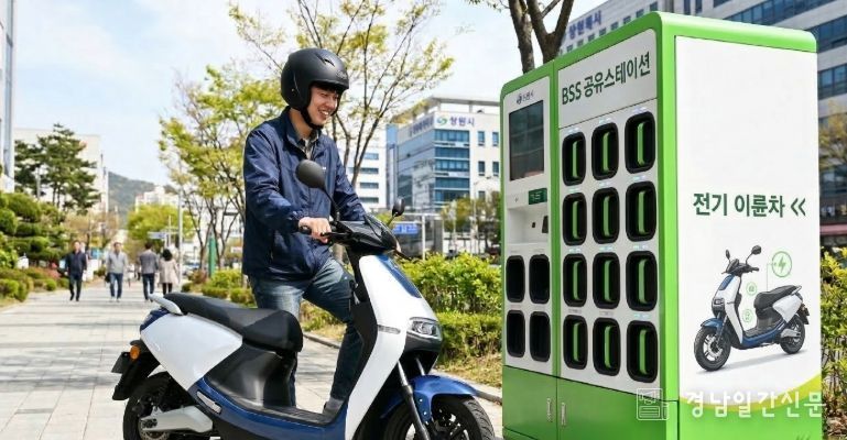공유형 이륜차 및 배터리교환소 이미지