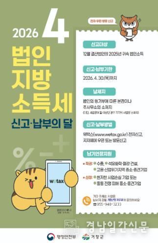 거창군, 4월 법인지방소득세 집중 신고기간 운영